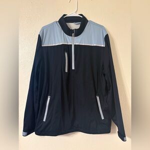 Above the links Black and Light Blue Quarter-Zip Jacket Size: L